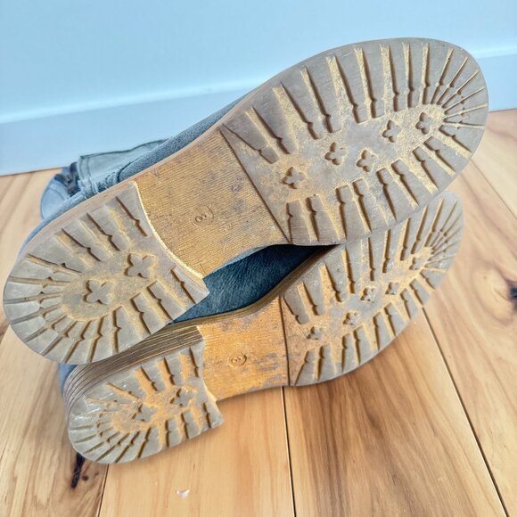 Bed Stu Combat Lace-Up Boots Green Blue Lace - Picture 5 of 5